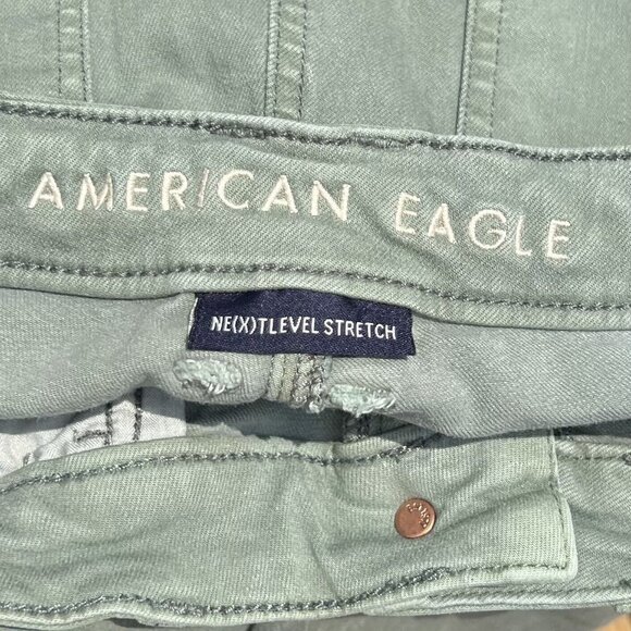 American Eagle AEO Next Level Stretch Hi Rise Jegging Jeans Green Womens Size 8 - Picture 7 of 9